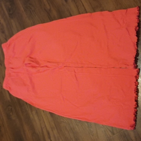 I-Girl Salmon Pink Textured Lettuce Hem High Waisted lol Straight Leg Pants A7 - Picture 1 of 7